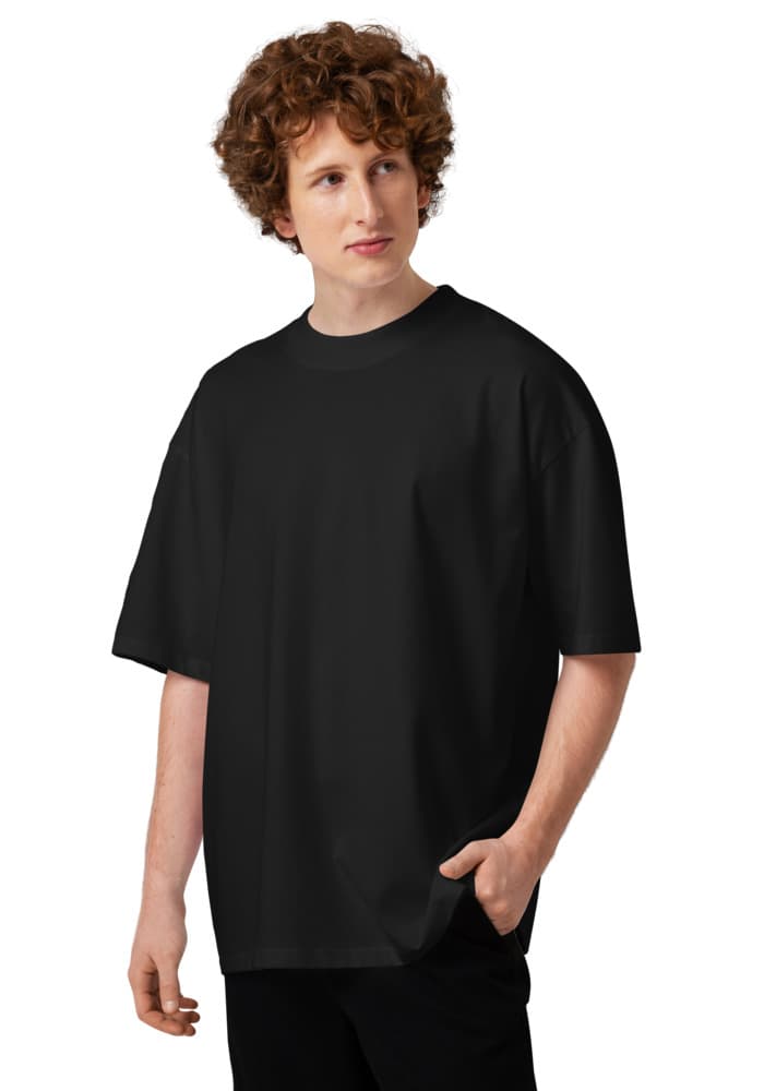 tsgabrielle® • For Him • Flamant Rose  • Oversized High Neck T-Shirt • Black • Organic Cotton - View 8