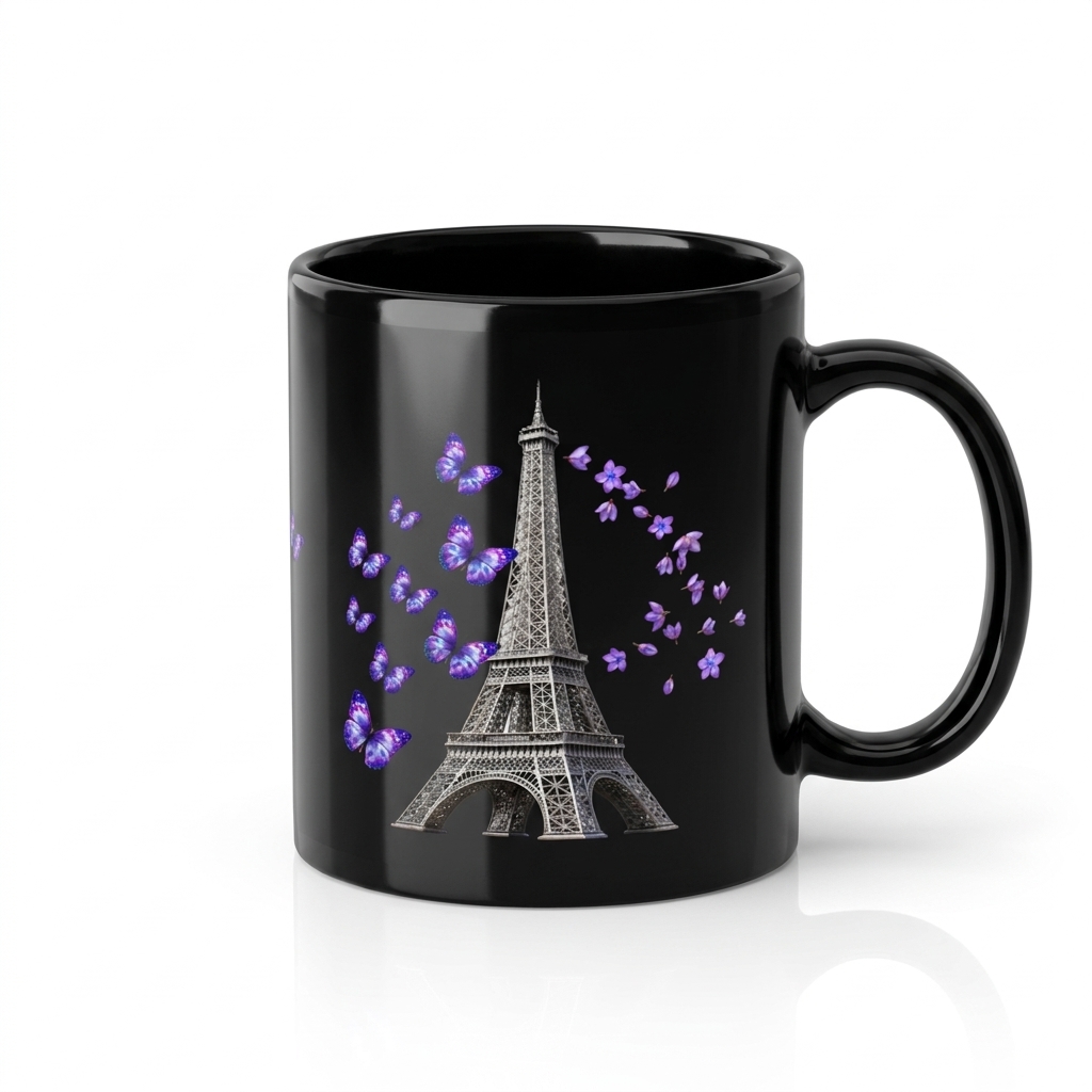 tsgabrielle® • París - La Torre Eiffel • Taza Brillante • Negro • Cerámica • 2 Tallas - View 12