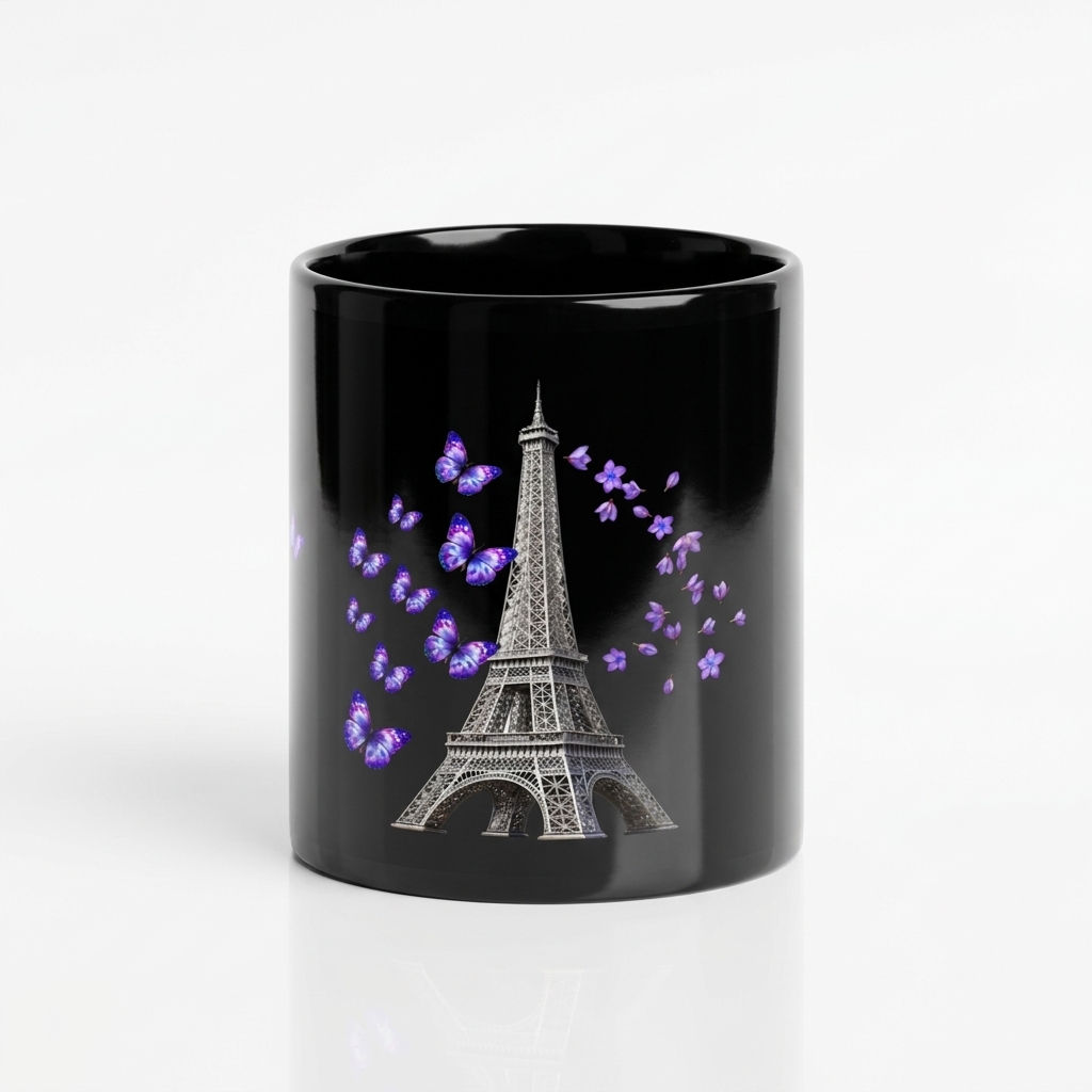 tsgabrielle® • París - La Torre Eiffel • Taza Brillante • Negro • Cerámica • 2 Tallas - View 14