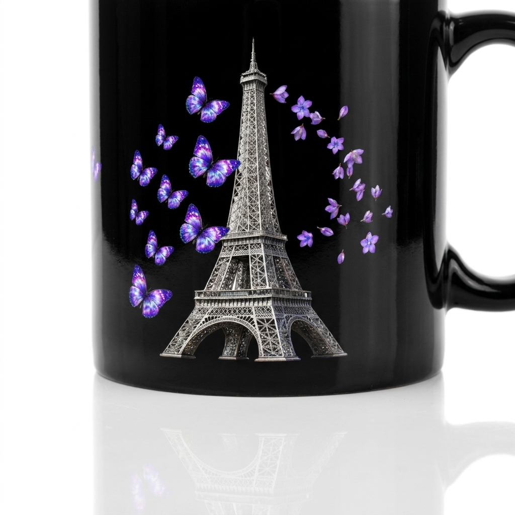 tsgabrielle® • París - La Torre Eiffel • Taza Brillante • Negro • Cerámica • 2 Tallas - View 13