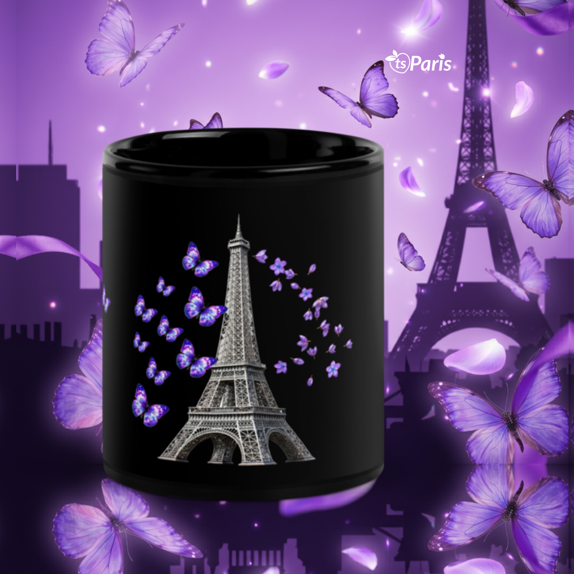 tsgabrielle® • París - La Torre Eiffel • Taza Brillante • Negro • Cerámica • 2 Tallas - View 28