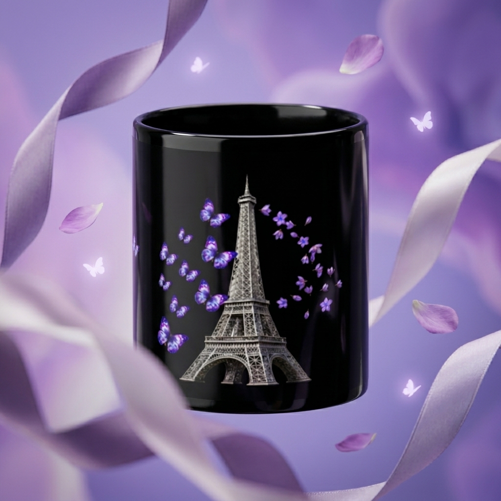 tsgabrielle® • París - La Torre Eiffel • Taza Brillante • Negro • Cerámica • 2 Tallas - View 7