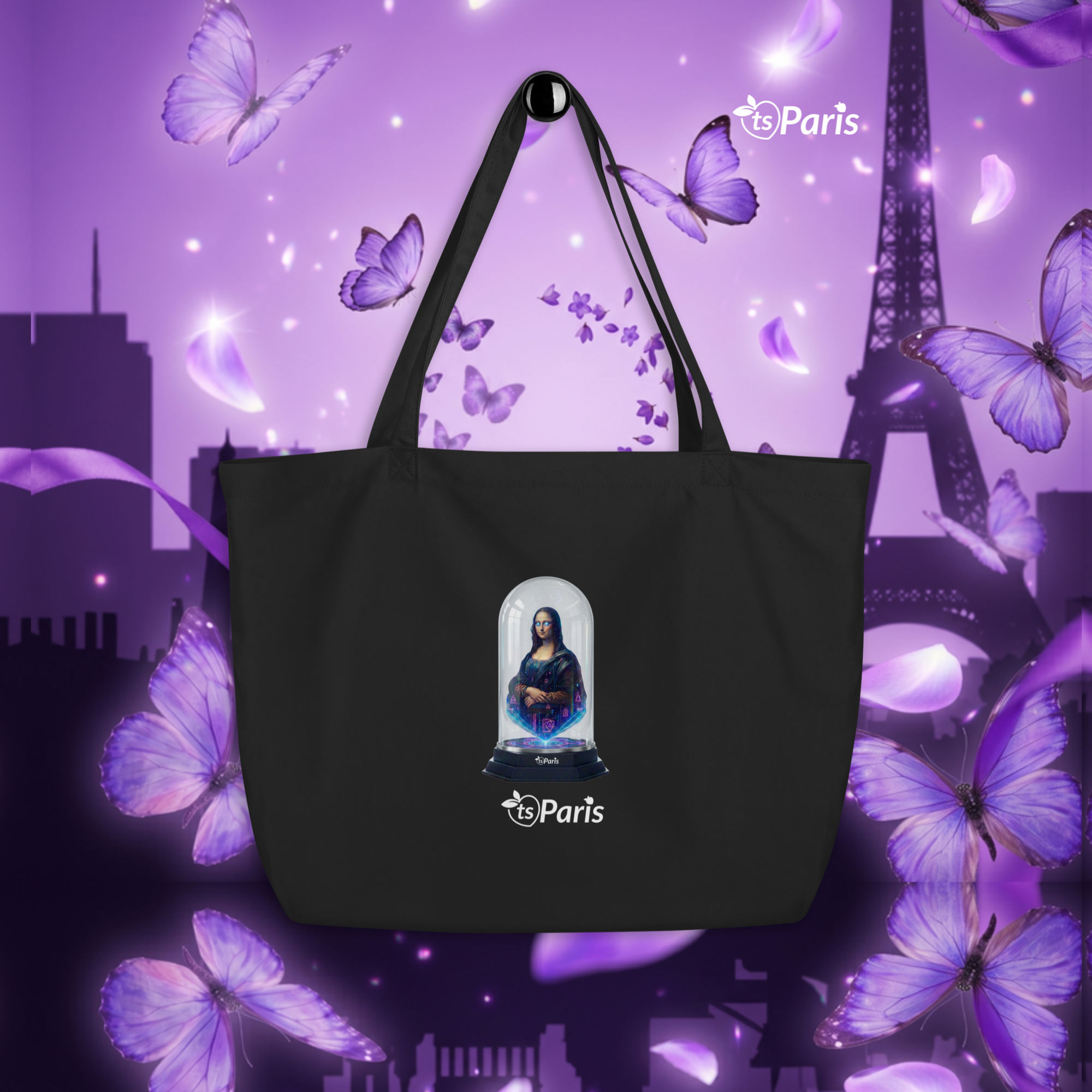 tsgabrielle® • Paris - Da Vinci • Large Tote Bag • Black • Cotton Organic