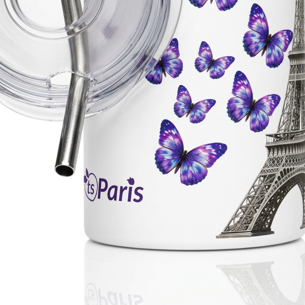 tsgabrielle® • París - La Torre Eiffel • Vaso • Acero Inoxidable • Blanco • 20 oz - View 6