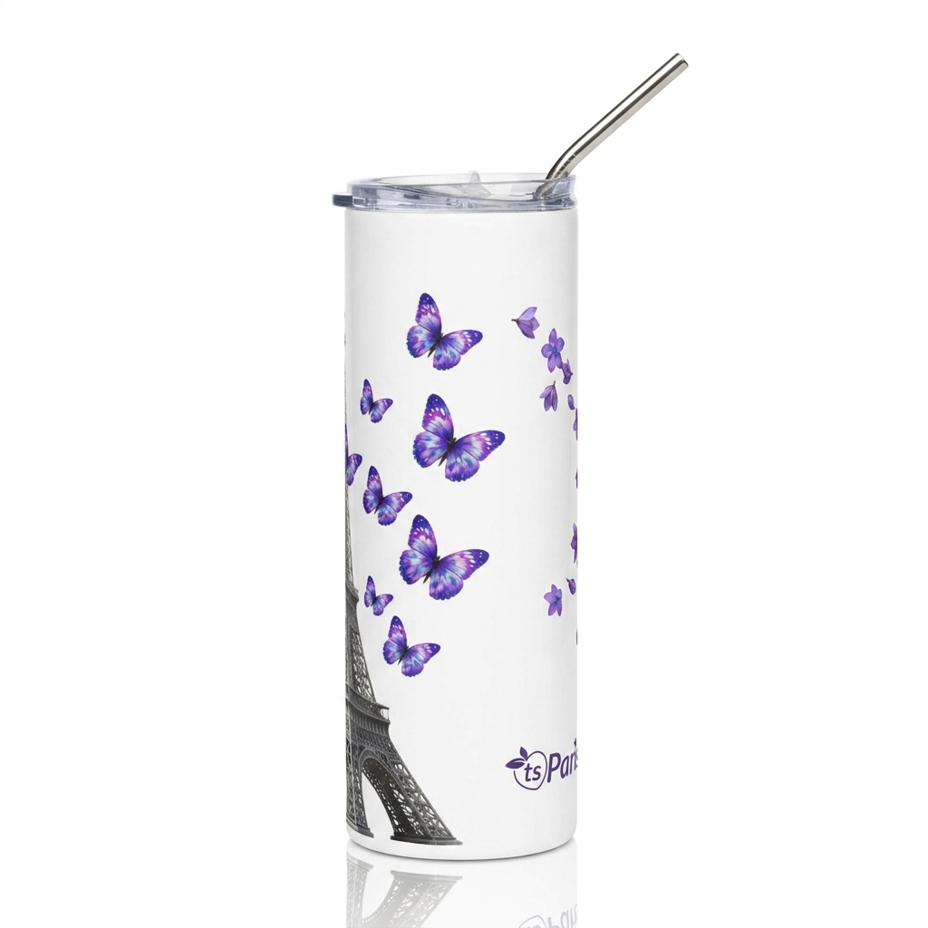 tsgabrielle® • París - La Torre Eiffel • Vaso • Acero Inoxidable • Blanco • 20 oz - View 7