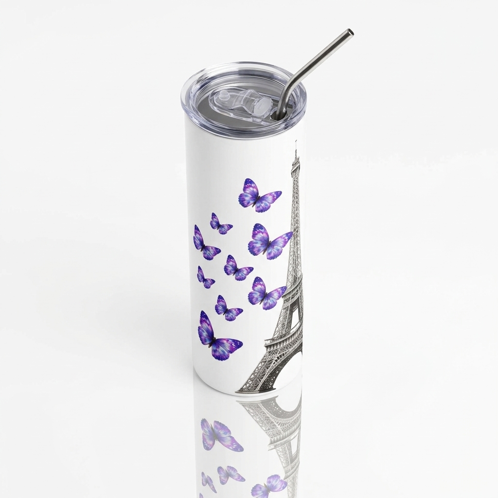 tsgabrielle® • París - La Torre Eiffel • Vaso • Acero Inoxidable • Blanco • 20 oz - View 8
