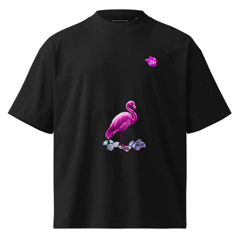 tsgabrielle® • Para Él • Flamant Rose • Camiseta oversized de cuello alto • Negro • Algodón orgánico