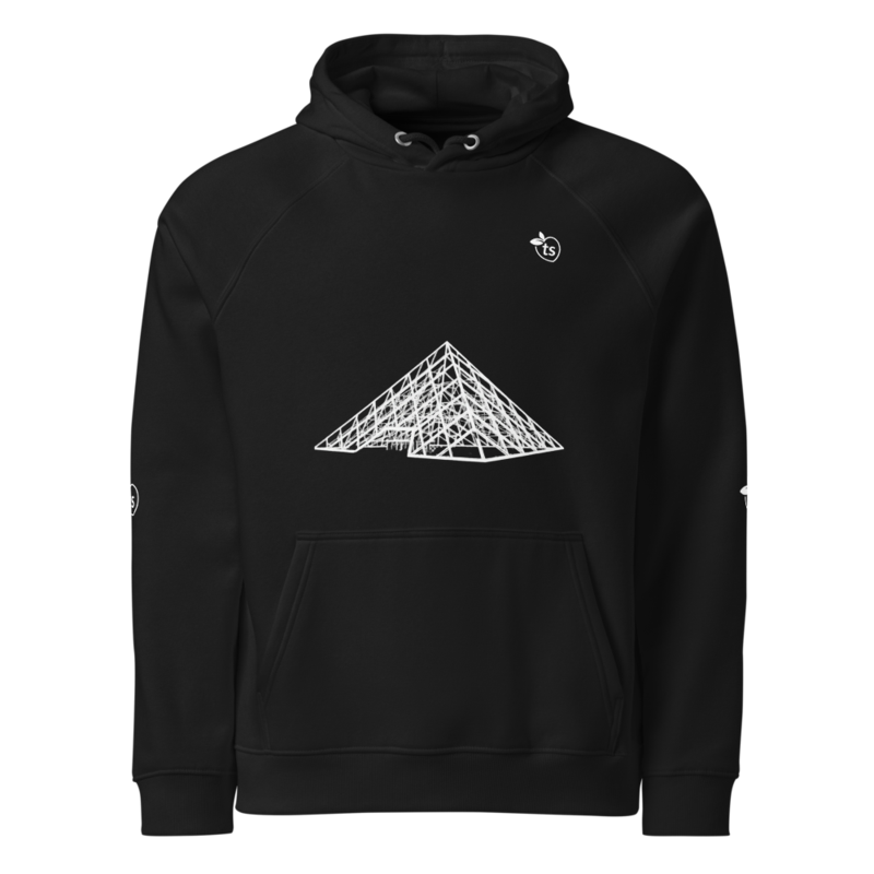 tsgabrielle® • Para El • Paris - The Louvre Pyramid • Eco Raglan sudadera con capucha • negro