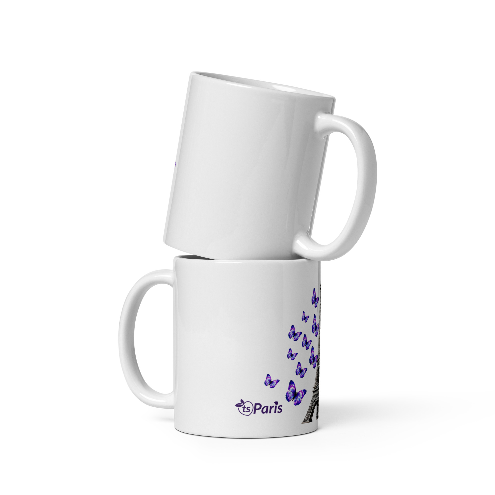 tsgabrielle® • París - La Torre Eiffel • Taza Brillante • Blanca • Cerámica • 11 oz • El Toque Trans Francés